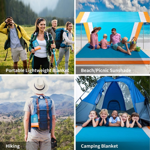 NIB - Sandproof 79” X 82” Oversized Beach Blanket in Color: Lake Blue - Picture 7 of 13